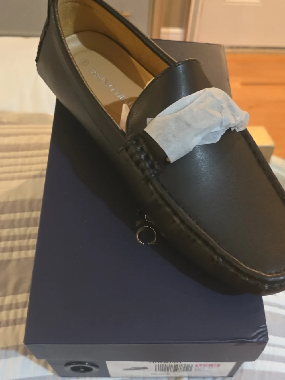 Men's Black Leather Slip-On Loafers